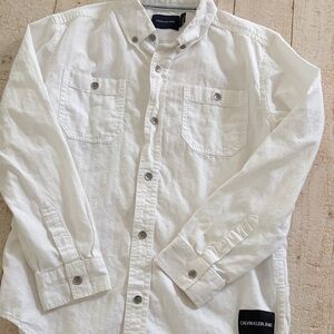Calvin Klein Boys Classic White Button-Down Shirt